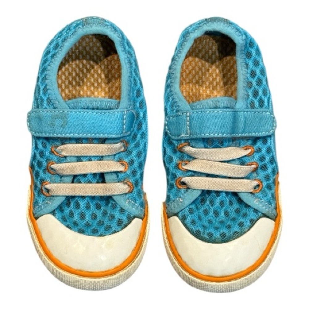 Kids Blue Mesh Velcro Sneakers